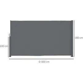 Outsunny Seitenmarkise 300 x 180 cm Dunkelgrau Metall