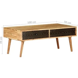 vidaXL Couchtisch 100x50x39 cm Massivholz Akazie : Material - Massivholz Akazie