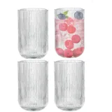 Zoha Gläser-Set Relief Crystal Glas Set - Latte Macchiato Tee Softdrink, Glas, Hitzebeständig - verschiedene Größen 400 ml | Ø 7.7 cm x 13 cm