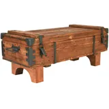 Alte Truhe Kiste Tisch Shabby Chic Holztruhe Couchtisch, Sofatisch im antiken Stil mit Stauraum and Deckel, Vintage-Stil Kaffeetisch aus Massivholz, 39 cm Höhe / 41 cm Tiefe / 97 cm Breite