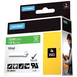 Dymo Rhino Coloured Vinyl - Vinyl - weiß auf grün - Rolle (1,2 cm x 5,5 m)