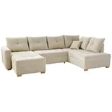 JOB Wohnlandschaft mit Funktion Abby Cord Light Greige