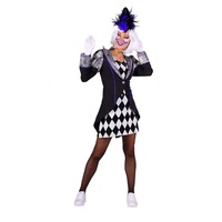 narrenkiste T3267-L schwarz-weiß Damen Pierrot Jacke und Kleid Clown Kostüm Gr.L=42