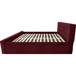 Home Affaire Polsterbett HOME AFFAIRE "Vaine", rot (bordeaux), B:191cm H:96cm L:245cm, Samtoptik (100% Polyester), Betten, Polsterbett, in 5 Breiten, auch in Länge 220 cm, incl. Roll-Lattenrost