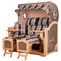 Bene living Strandkorb Komplettset Ammersee Grande XL Teak Bullauge