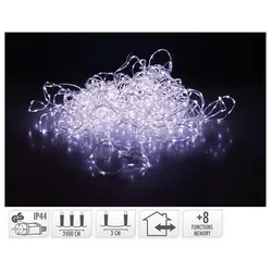 EDM WEICHE DRAHTGARLANDE 800 KALTWEIßE LEDS 8 FUNKTIONEN 27M