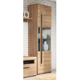 Lomadox Vitrine TURDA-83 nschrank Eiche Grandson Nb. mit LED Beleuchtung, B/H/T: 60/204/39 cm braun