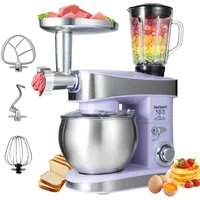 SeaSpark Küchenmaschine, 6 L Knetmaschine 1200W, 6 Geschwindigkeits Küchenmaschine, Teigmaschine mit Rührhaken, Knethaken, Schneebesen und Spritzschutz, Lila