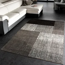 Paco Home Designer Teppich Modern Kariert Kurzflor Design Meliert In Grau Creme Braun, Grösse:160x230 cm