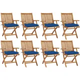 vidaXL Klappbare Gartenstühle mit Kissen 8 St.  Massivholz 59 x 59 x 108 cm blau