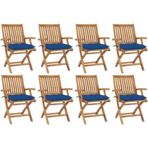 vidaXL Klappbare Gartenstühle mit Kissen 8 St.  Massivholz 59 x 59 x 108 cm blau