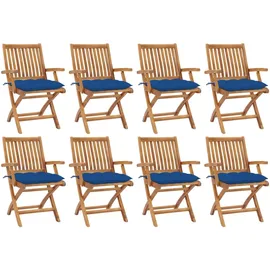 vidaXL Klappbare Gartenstühle mit Kissen 8 St.  Massivholz 59 x 59 x 108 cm blau