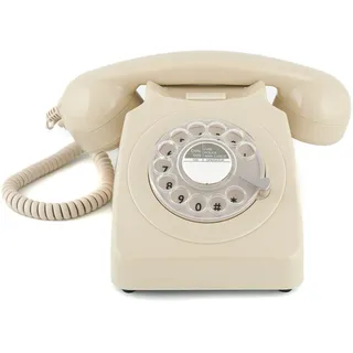 GPO 746ROTARYIVO Retro Telefon mit Wählscheibe im 70er Jahre Design Creme