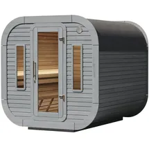 Wolff Finnhaus Design Saunahaus Luago 2x2 Art 1 hellgrau Typ 2 mit 2 frontseitigen Fenstern Komplett montiert