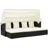 vidaXL Polyrattan Sonnenbett wasserabweisend schwarz