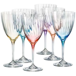 Crystalex Rotweinglas Kate Optic Rotweingläser 400 ml 6er Set, mehrfarbig, Kristallglas, besondere Glanz