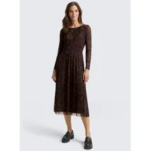 Tom Tailor Meshkleid Regular midi mit Muster braun XXXL (46)