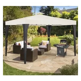 DEUBA Polyrattan Pavillon 3 x 4 m schwarz/creme