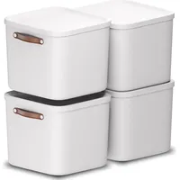Rotho 4er-Set Aufbewahrungsbox mit Deckel 40l, Kunststoff, weiss, 40