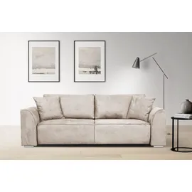 otto home 3-Sitzer OTTO HOME "BEATRICE, B: 250 cm - wahlweise mit Bettfunktion", beige (creme), B:250cm H:92cm T:107cm, 100% Polyester, Sofas, u. Bettkasten, incl. 2 Zierkissen
