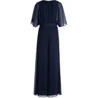 Vera Mont Overall VERA MONT "Damen mit Bindegürtel", Damen, Gr. 42, Normalgrößen, blau (night sky), Chiffon, Obermaterial: 100% Polyester; Futter: 100% Polyester, ausgestellt, Rundhals, Overalls Overall, Design
