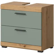 inn.furn Waschbeckenunterschrank 2 Schubladen 60 x 56 x 34 cm Salbeigrün/Eiche