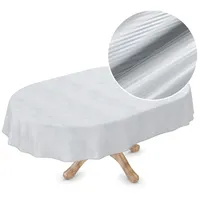 ANRO Wachstuchtischdecke Oval 260 x 150 cm Silber
