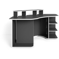 Regal-Schreibtisch "THANATOS" in schwarz/weiß. Abmessungen (BxHxT) 198x93,5x85 cm