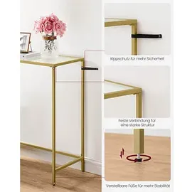 VASAGLE Konsolentisch Glas gold 100,0 x 35,0 x 80,0 cm