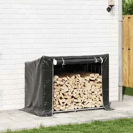 vidaXL Brennholzregal Stahl 151 x 80,5 x 110,5 cm Schwarz