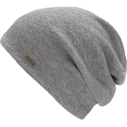 Beanie CHILLOUTS "Puka Hat", Damen, grau, Feinripp, Kunstfaser, unifarben, casual, Mützen, mit luftig leichter Beschaffenheit