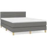 vidaXL Boxspringbett mit Matratze Dunkelgrau 140x200 cm Stoff1373193