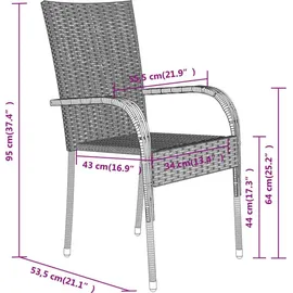vidaXL Garten-Essgruppe 5-tlg. Grau/Schwarz