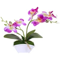 Mothcattl Künstliche Bonsai, künstliche Schmetterlings-Orchidee, Bonsai, künstliche Blume mit Topf, Heimtischdekoration