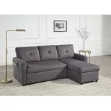Atlantic Home Collection Ecksofa »Gustavo L-Form«, mit Schlaffunktion, & seitlichen Taschen, grau