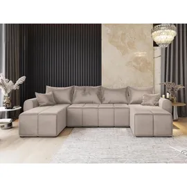 masseno Ecksofa U-Form Polyester 4-Sitzer Beige