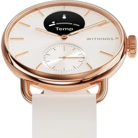 Withings ScanWatch 2 38 mm perl weiß/rosegold, Sport Fluorelastomer-Armband weiß/rosegold