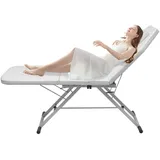 Legwfdthy Mit 3 Zonen Klappbar Therapieliege Kosmetikstuhl Massageliege Massagebank Kosmetikliege Faltbarer Massagestuhl Bett PVC Salon SchöNheit Couch Tragbare Tattoo Spa Gesichtsbett Beauty (Weiß)