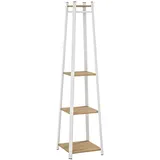 Homcom Garderobenständer Eiche Weiß beige