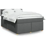 vidaXL Boxspringbett mit Matratze Dunkelgrau 160x200 cm Stoff