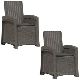 vidaXL Liegesessel Garten Rattan-Optik 2 pcs 2 St. Hellgrau/Anthrazit