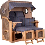 Mr. Deko Strandkorb Düne Bullauge Teak PE Grey Dessin 582