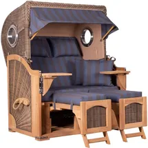 Mr. Deko Strandkorb Düne Bullauge Teak PE Grey Dessin 582