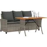 Gartensofa 3-sitzer Mit Kissen & Tisch Grau Poly Rattan