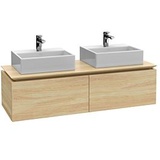 Villeroy & Boch Legato Waschtischunterschrank B676L0RH 160x38x50cm, für 2 Waschtische, mit LED-Beleuchtung, Kansas Oak