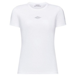 Esprit T-Shirt Logo-T-Shirt mit Glitzersteinen (1-tlg) weiß M