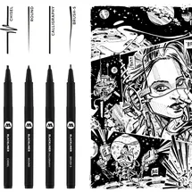 Molotow BLACKLINER SET 3 Fineliner-Set schwarz, 4 St.