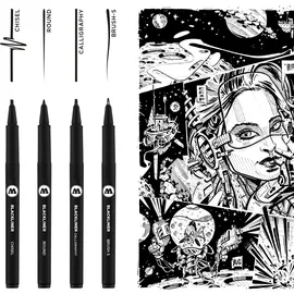 Molotow BLACKLINER SET 3 Fineliner-Set schwarz, 4 St.