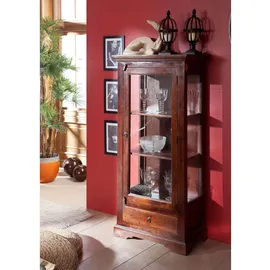 Massivmoebel24 Vitrine Akazie 72 x 40 x 155 cm Braun