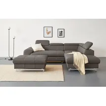 Cotta Ecksofa "Chef L-Form", braun (cocoa), B:257cm H:72cm T:206cm, Luxus-Microfaser (100% Polyester);Kunstleder Softlux;Leder Advantage (abgedecktes Spalt-Rindsleder), Rückseite mit schwarzem Spannstoff bezogen;NaturLEDER (echtes Rindsleder), Rückseite mit